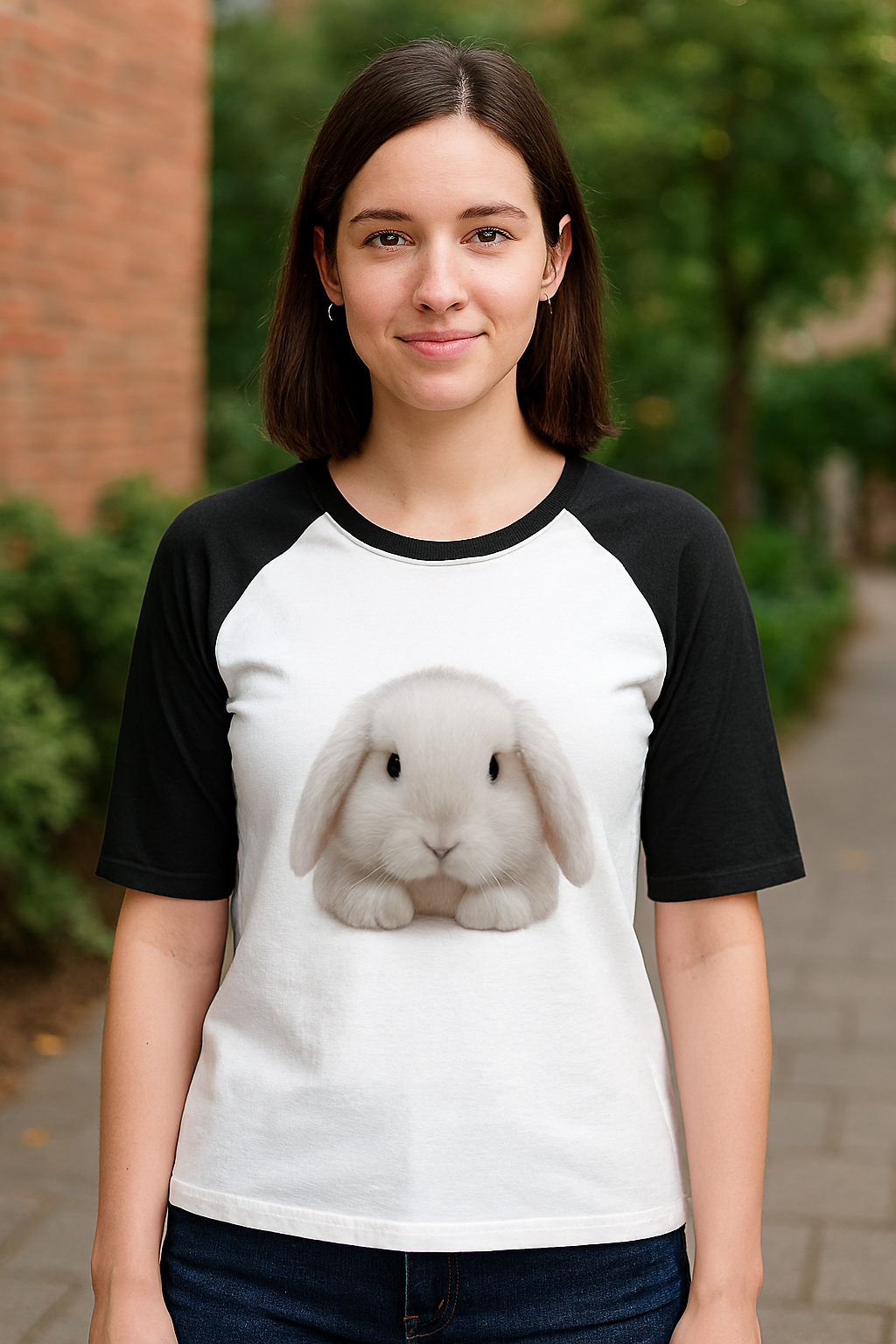 Women's Raglan T-Shirt, Bunny