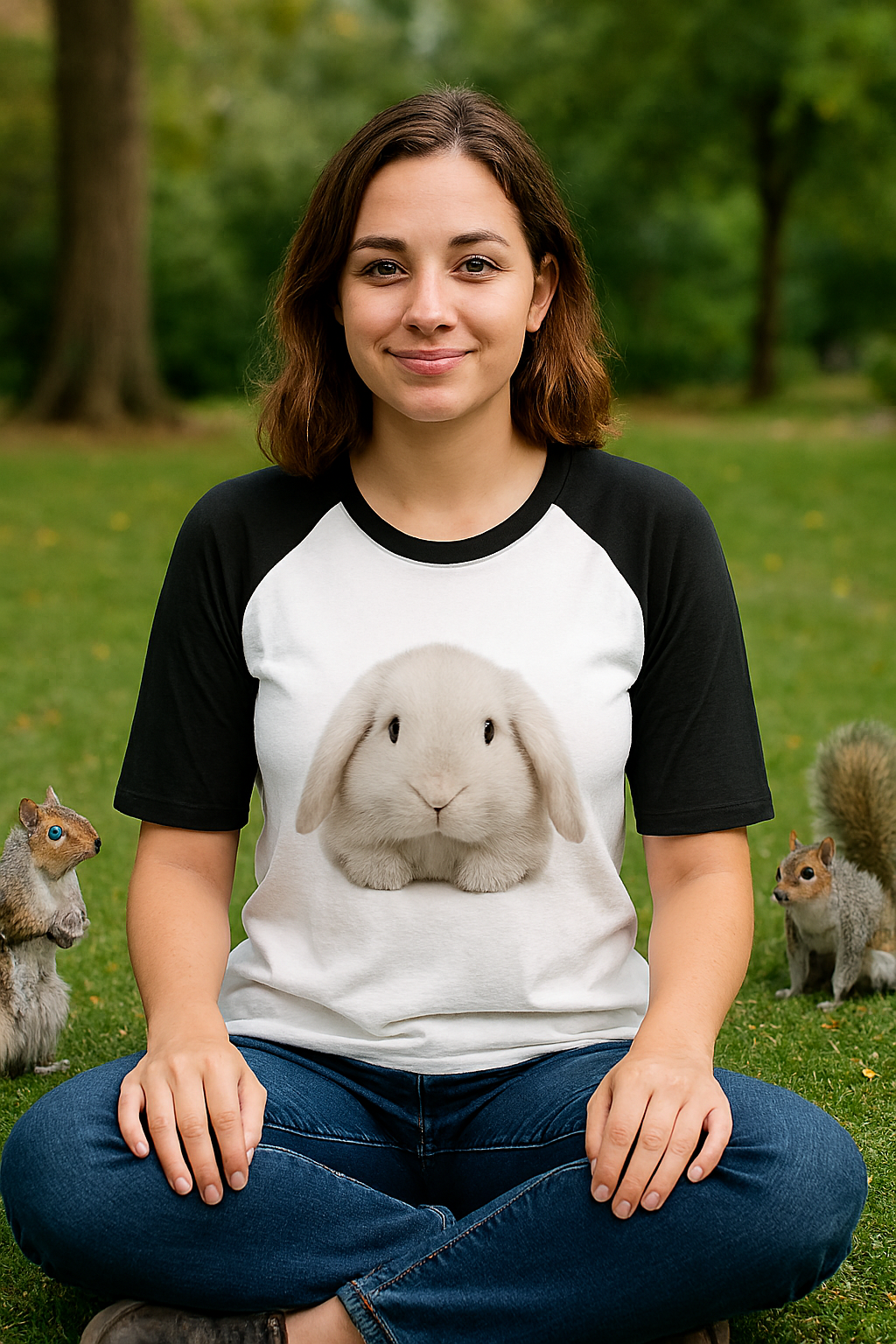 Women's Raglan T-Shirt, Bunny